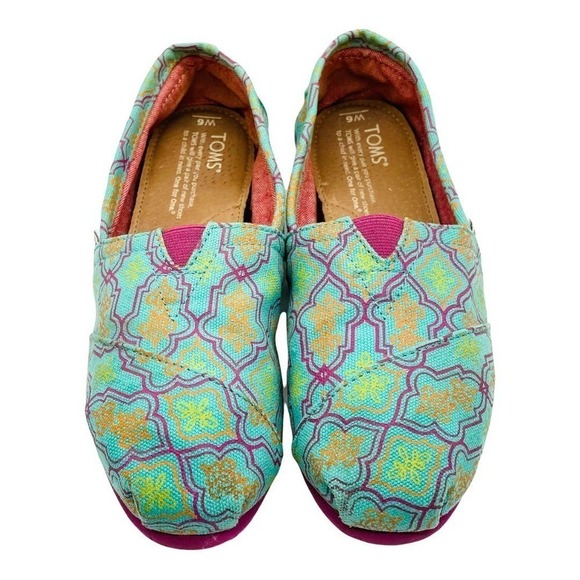 TOMS Women’s Sz 6 Aqua Moroccan Classic Alpargata Slip On Shoes - Picture 6 of 10